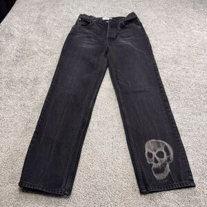 REFORMATION Women's Button Fly High Rise Straight Jeans sz 27‎ Black Skull